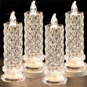 NEW LED Candles, 4Pack Battery Operated Candles with Rose Light Halo,